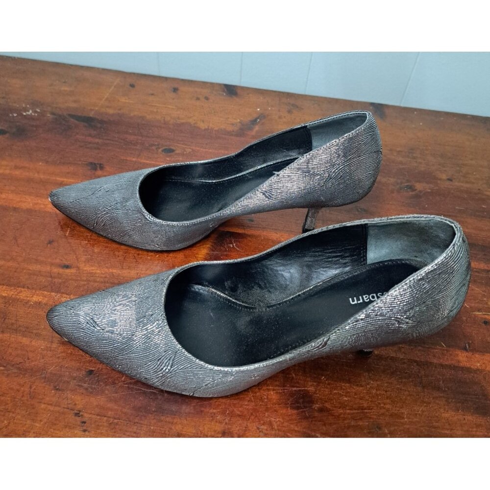 Womans Dressbarn‎ Holiday Party Silver Glitter Dress Shoes Heels Pumps 8.5 M